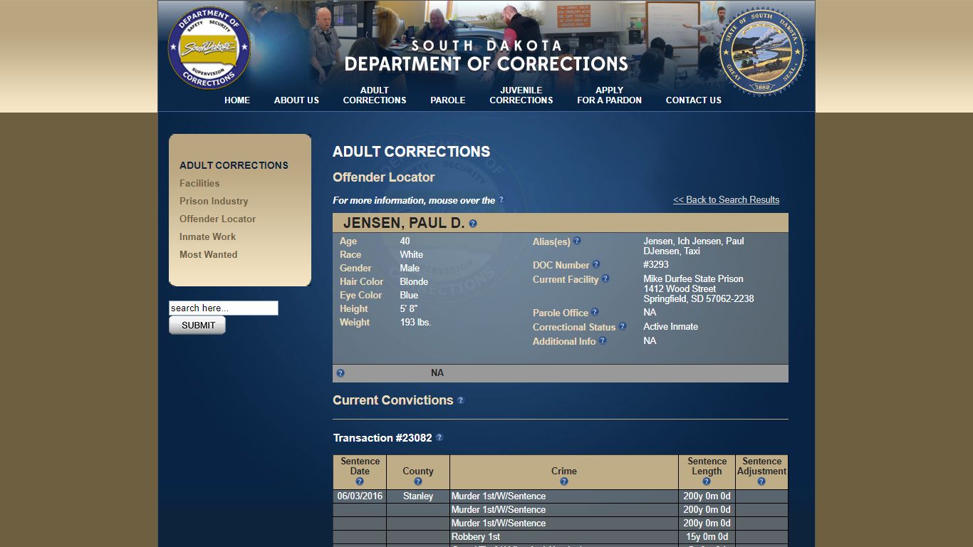 Offender Locator :: SD Dept of Corrections