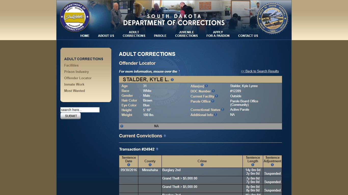 Offender Locator :: SD Dept of Corrections